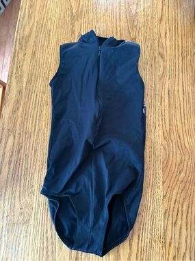 Youth Black Dance Leotard Bodysuit with Front Zip